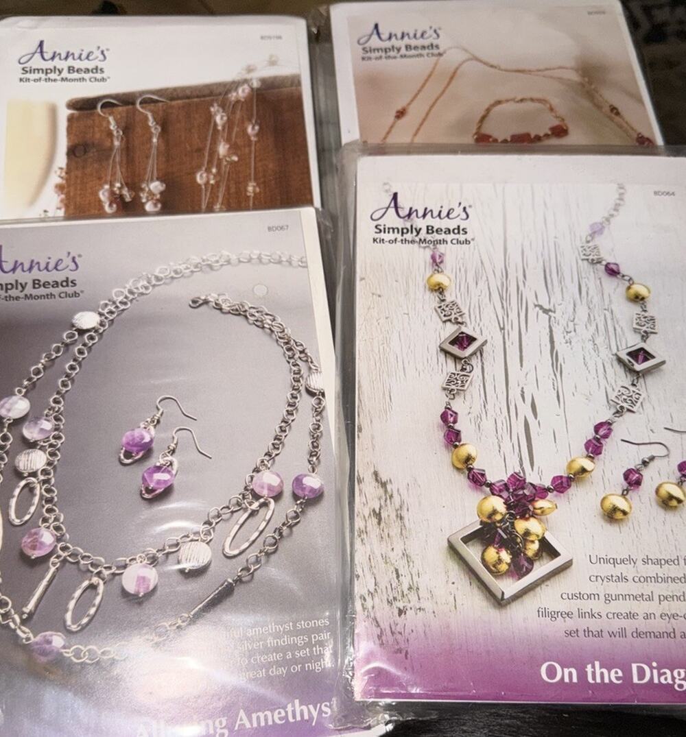 NEW Lot 4 Annie's Simply Beads Kit of the Month Club Jewelry Kits/ Sealed